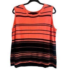 PRESTON & York Pink and Black striped Crew Neck Sleeveless Top Size 1X